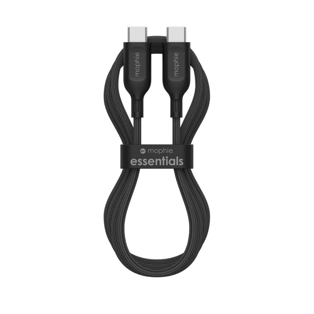 MOPHIE CABLE CHARGER USB C TO USB C 100/60W KABEL ESSENTIAL BRAIDED 1 METER - SFI Group - Black