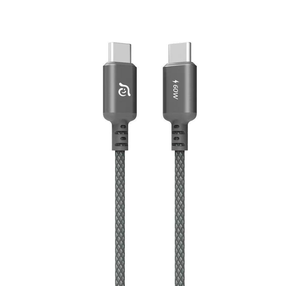 Adam Elements Cable Charger CASA S120 Type C To C 60W - Kabel Charging - Braided - SFI Group - Grey