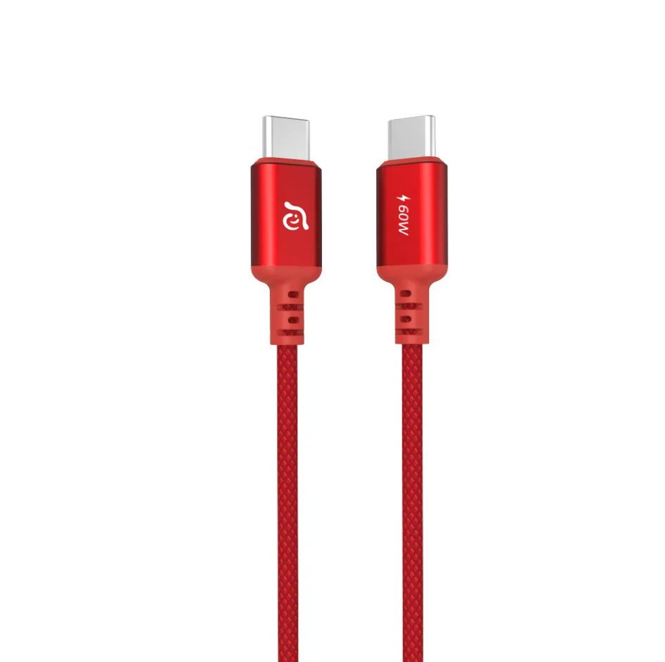 Adam Elements Cable Charger CASA S120 Type C To C 60W - Kabel Charging - Braided - SFI Group - Red