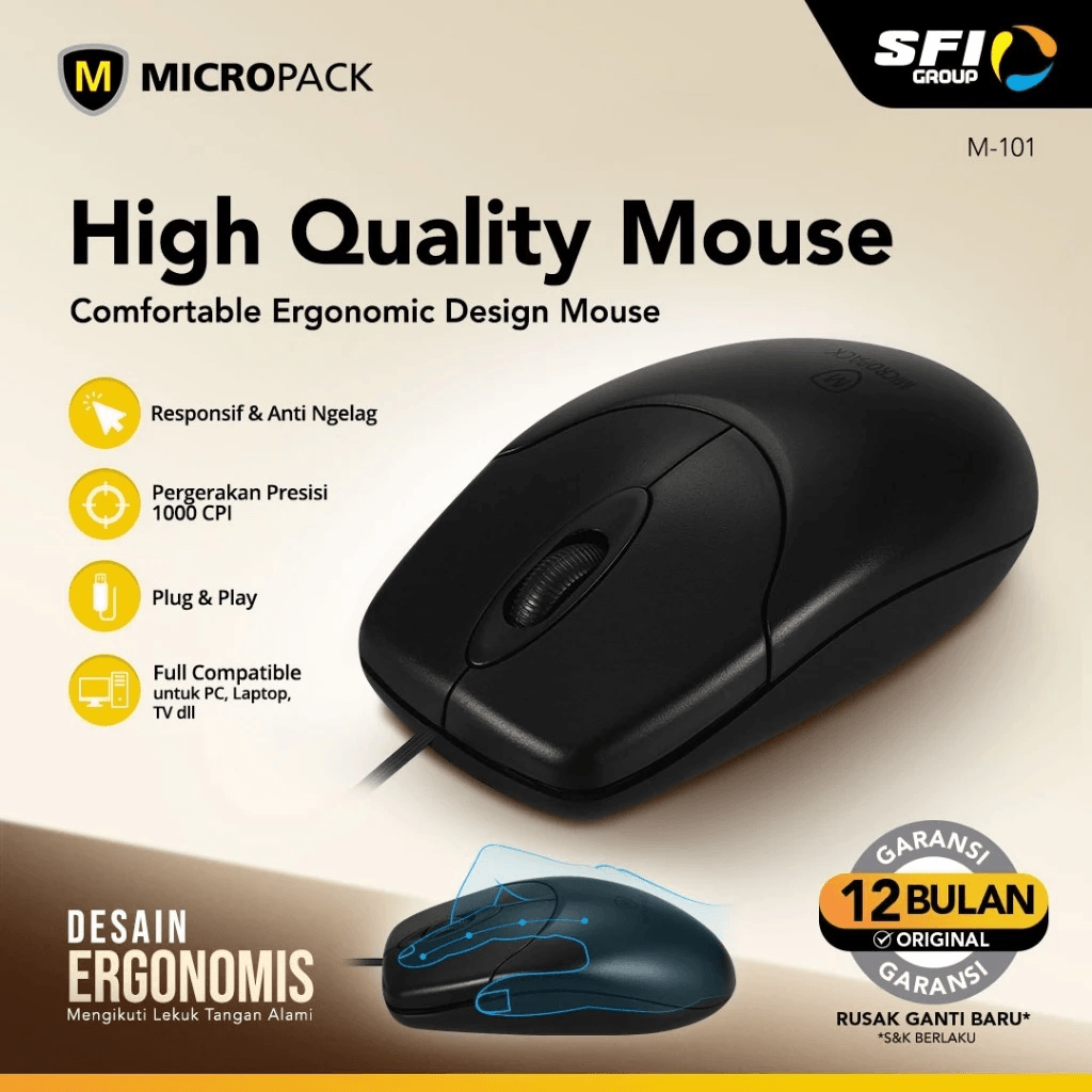 Micropack Wired Mouse Optical Black - M101 - SFI Group