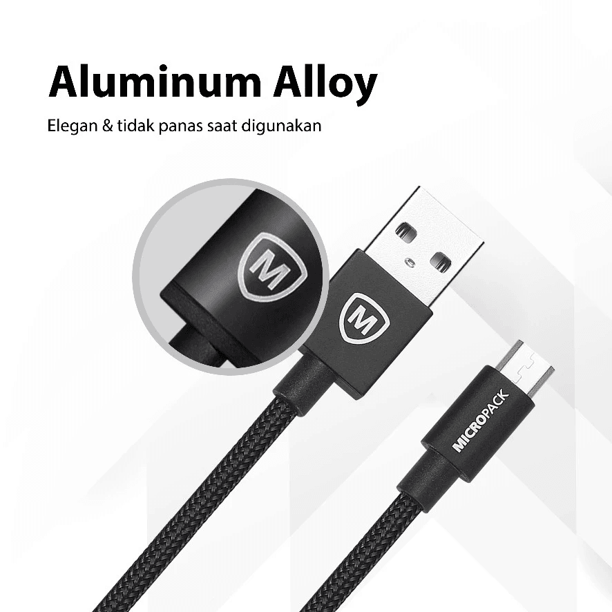 Micropack Cable USB A to Micro USB 1M up to 3A Black - MC-310 - SFI Group - 3