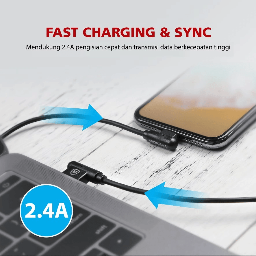 Micropack Charger Cable Lightning to USB-A Gripline Edition MFI - Fast Charging - Kabel 1 Meter - I-124 - SFI Group - 2