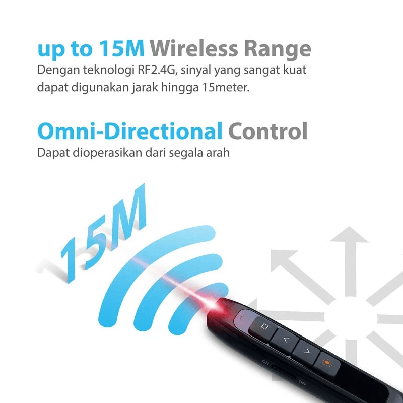 Micropack Wireless Presenter Pointer Lite - Red Laser - 100 Meter Laser Range - Multimedia Buttons - WPM-06 - SFI Group - 4