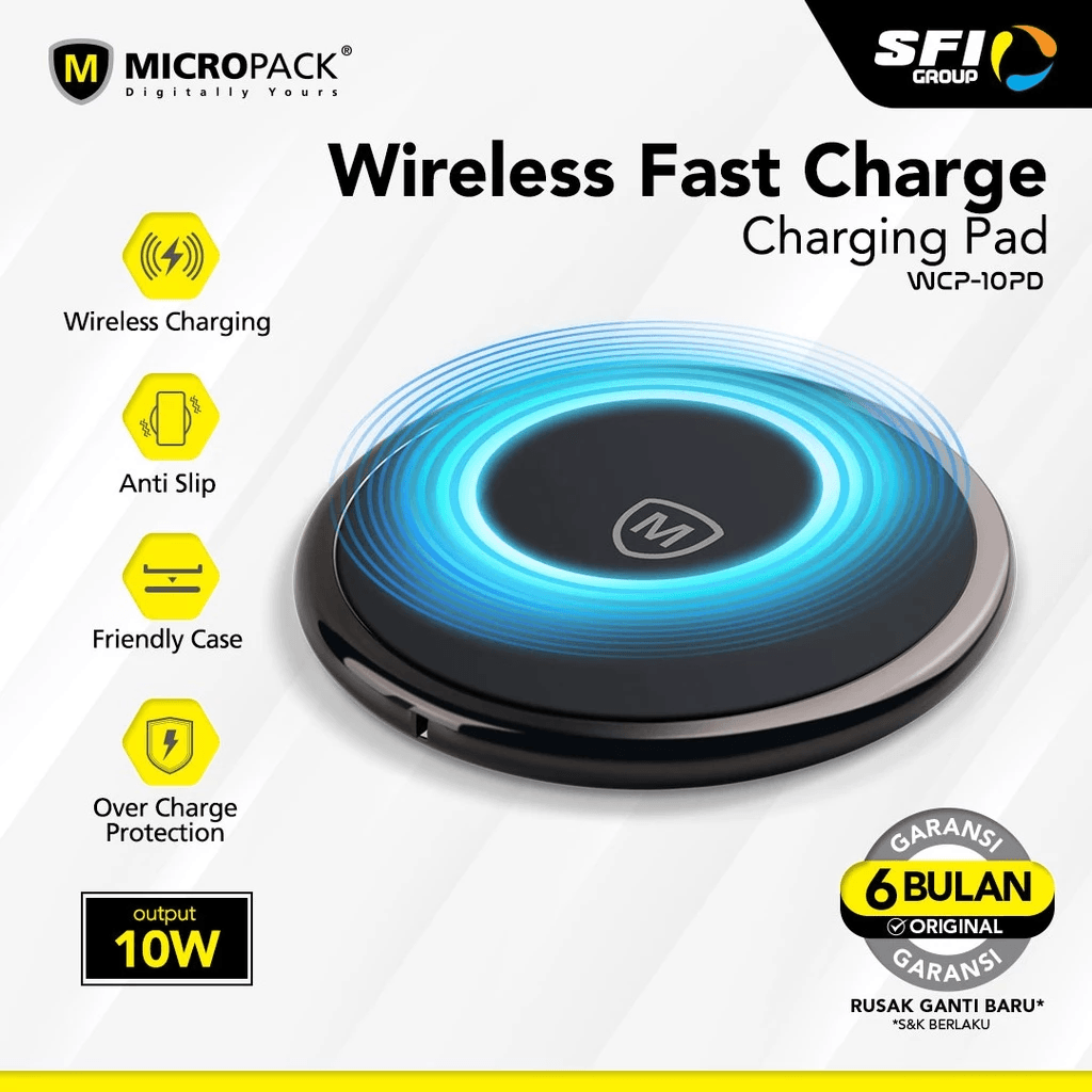 Micropack Fast Charging Wireless Charger Pad with USB-C PD Input WCP-10PD - SFI Group