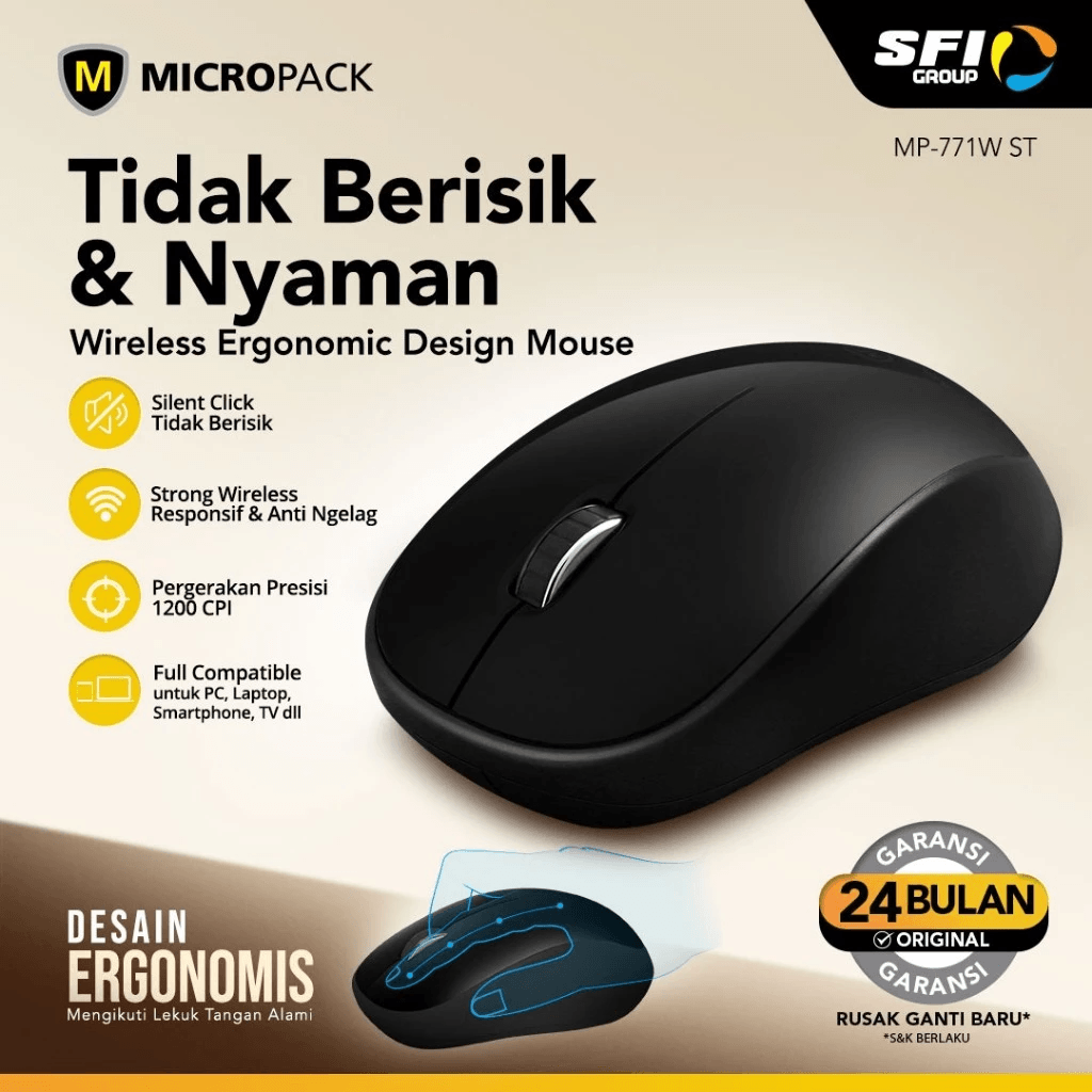 Micropack Wireless Mouse - Silent Click - Power Saving - MP-771W.ST - SFI Group