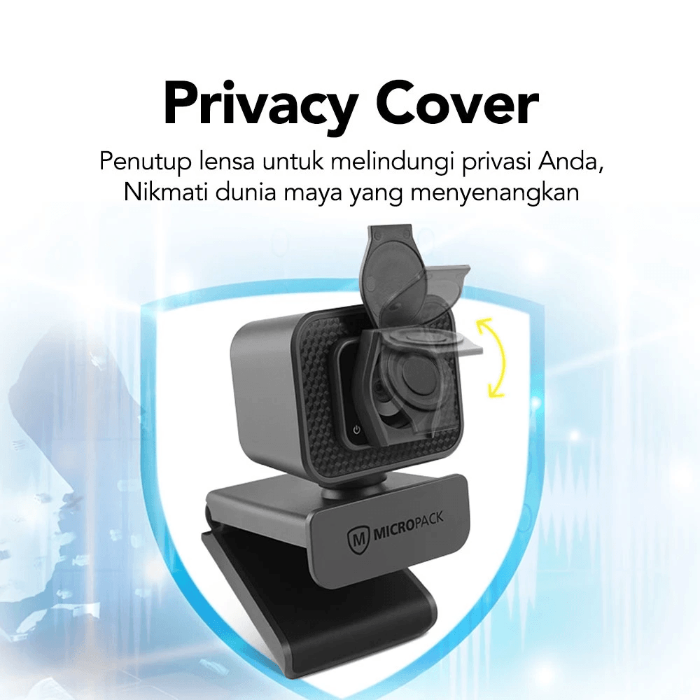 Micropack Webcam Premium Full HD 1080P - Anti Hacker - Privacy Cover - Built-in Noise Isolating Mic - Beauty Effect - MWB-15 - SFI Group - 2