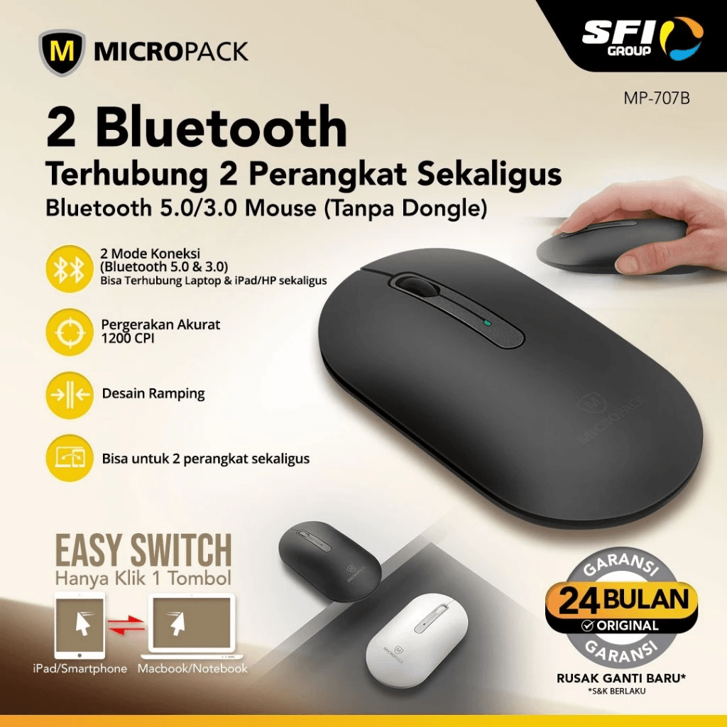 Micropack Mouse Dual Bluetooth 5.0 & 3.0 Inspire 2 - MP-707B INSPIRE2 - SFI Group