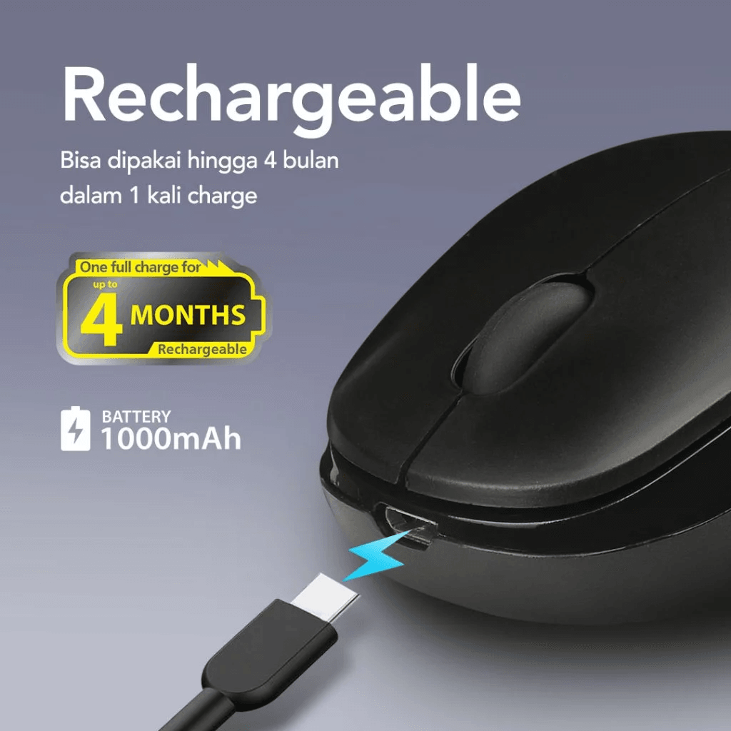 Micropack Mouse BlueTech Wireless - Any Surface - Rechargeable - BT-751C - SFI Group - 2