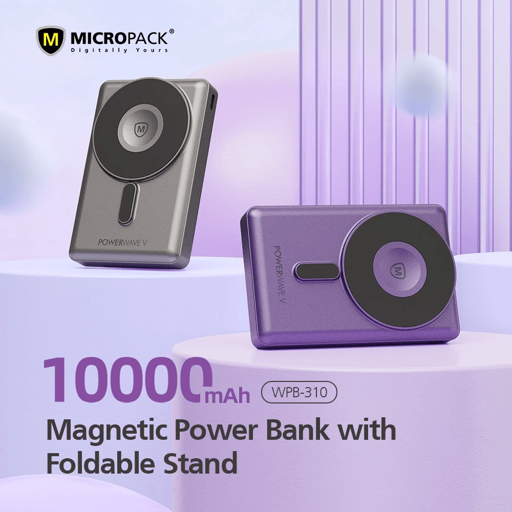 Micropack Wireless Powerbank 10.000 mAh - Fast Charging 22,5 watt - CCC - Magnetic - With Stand - Power Bank 10000 mAh - WPB-310 - SFI Group - 3