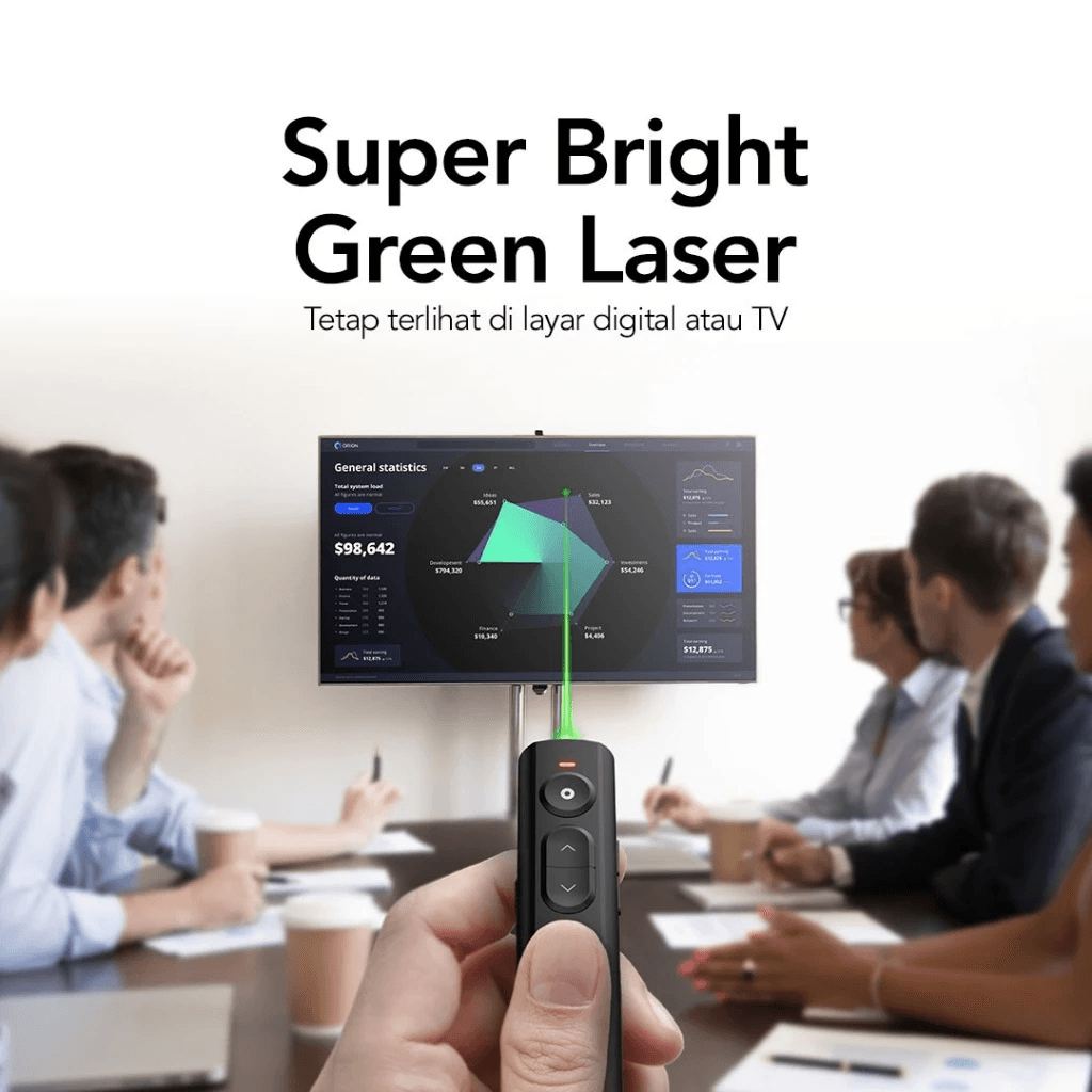 Micropack Wireless Presenter Pointer Lite - Green Laser - 200 Meter Laser Range - Multimedia Buttons - Rechargeable - WPM-09G - SFI Group - 3