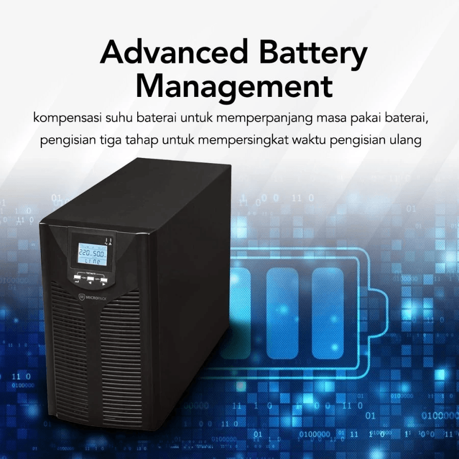 Micropack UPS Online Premium Stabilizer - Lightning Protection (Anti Petir) - 1000VA/900Watt - 3x Battery 7Ah - MFU-1KVA - 2