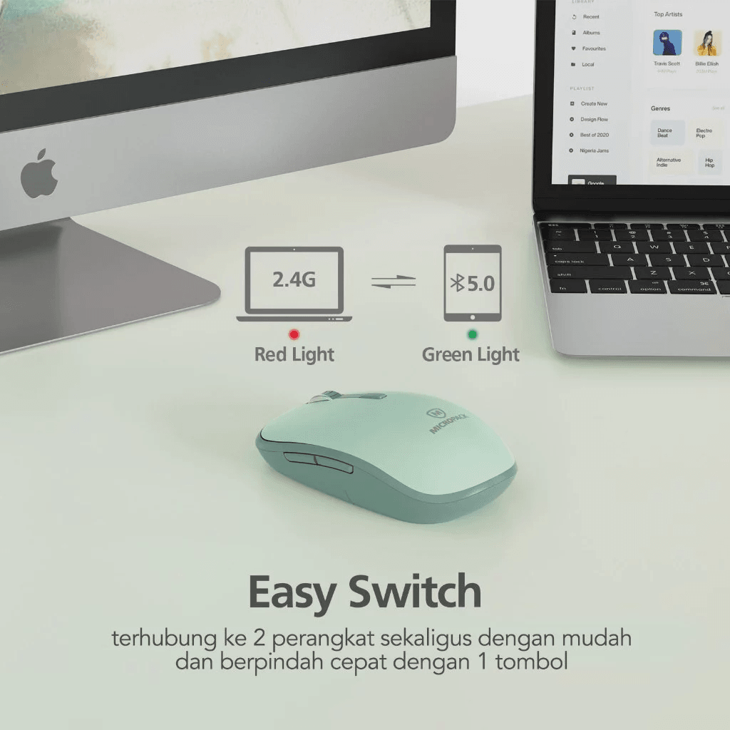 Micropack Mouse Wireless & Bluetooth - Silent Click - Easy Switch - MP-729B - SFI Group - 4