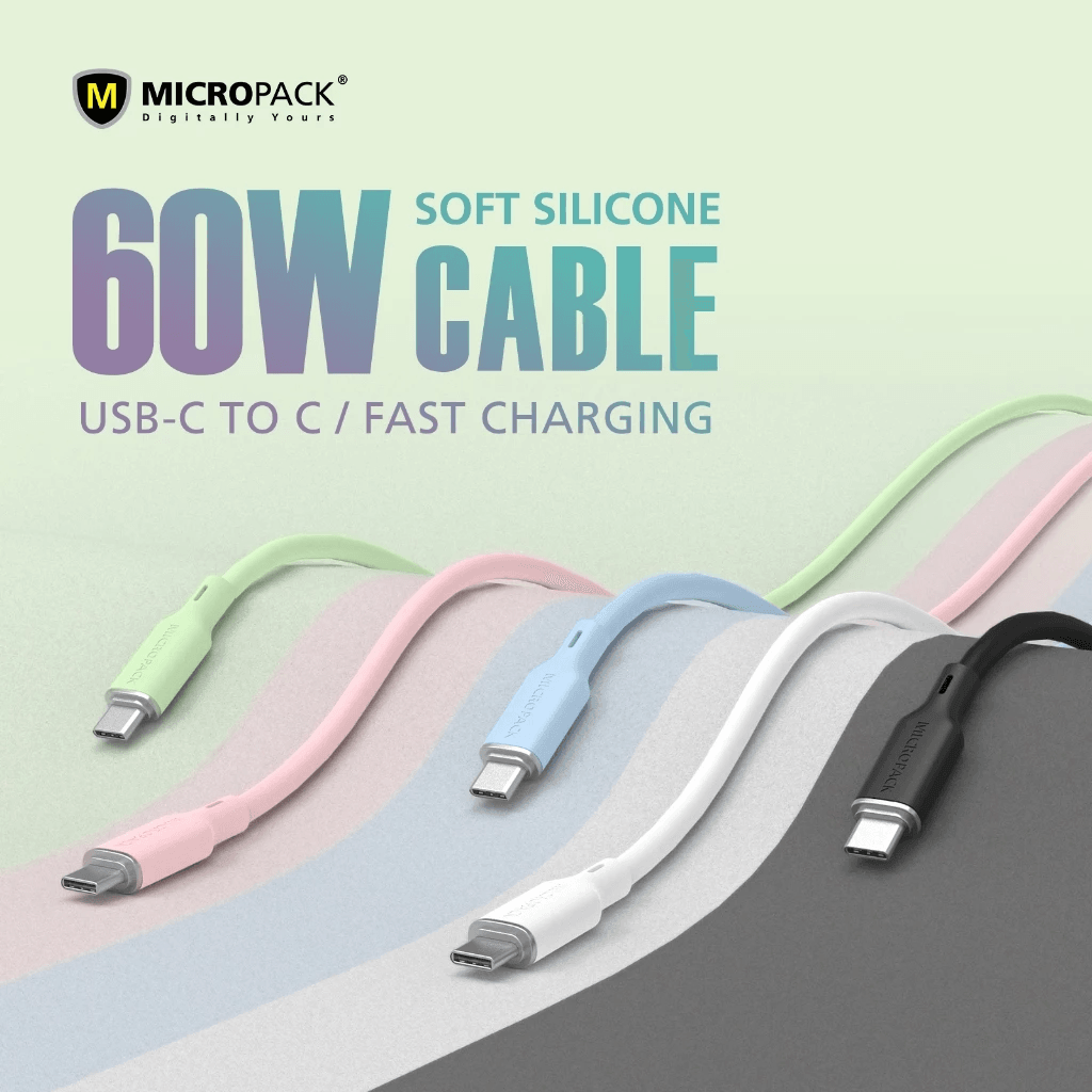 Micropack Cable C to C - Fast Charging & Strong Cable - 60watt - Soft Silicone - Kabel 1,2 Meter - MC-C60 - SFI Group - 3
