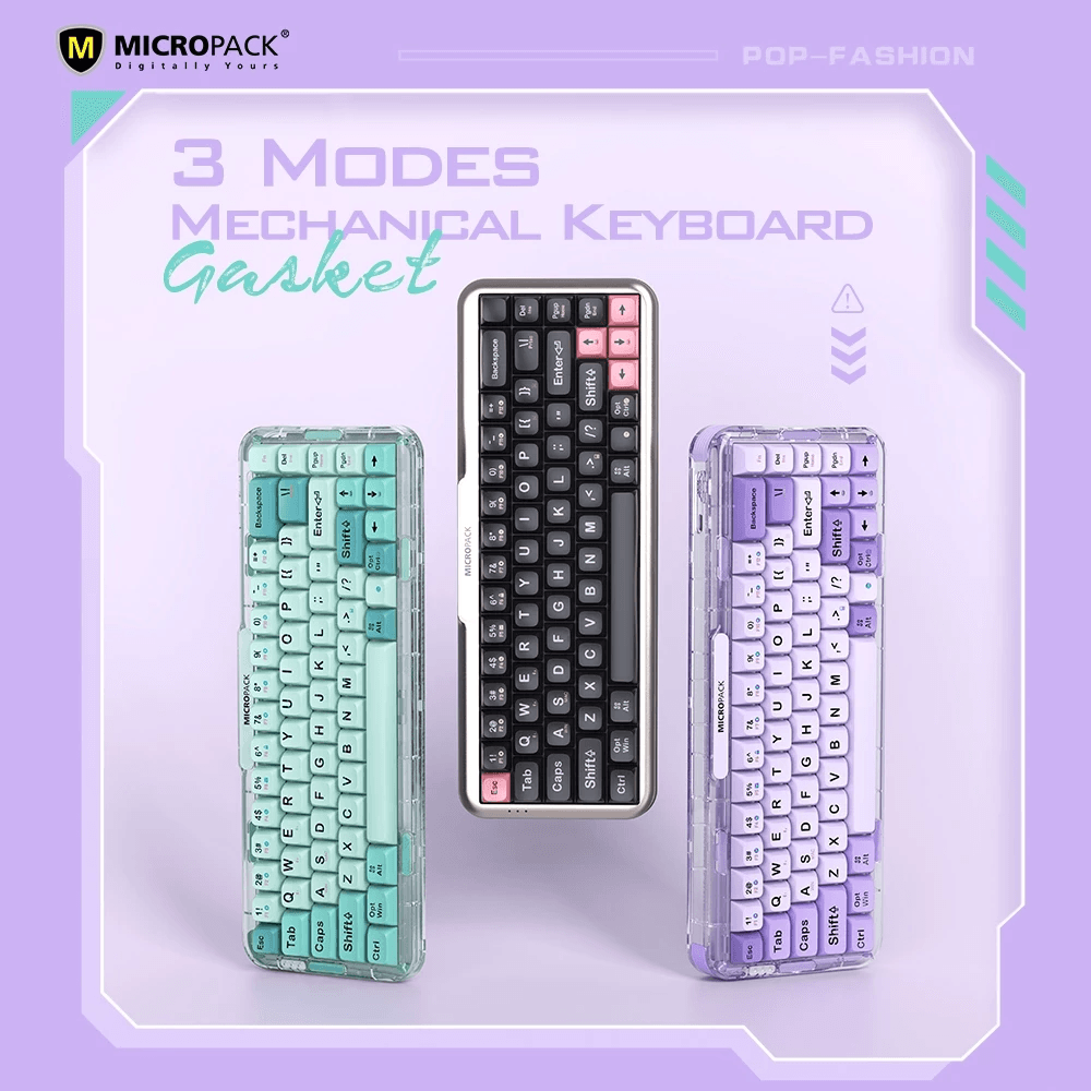 Micropack Mechanical Wireless Keyboard - Wireless & Bluetooth - RGB Backlight - Rechargeable - Silent Switch - K-168WM-EN - SFI Group - 2