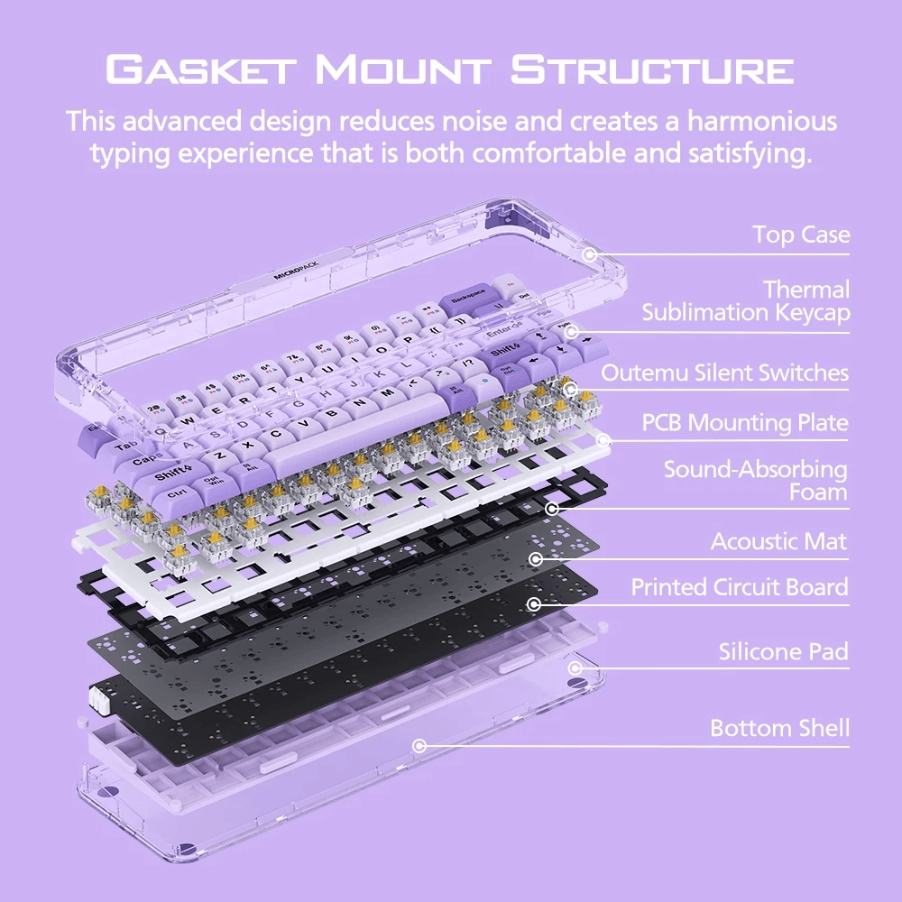 Micropack Mechanical Wireless Keyboard - Wireless & Bluetooth - RGB Backlight - Rechargeable - Silent Switch - K-168WM-EN - SFI Group - 3