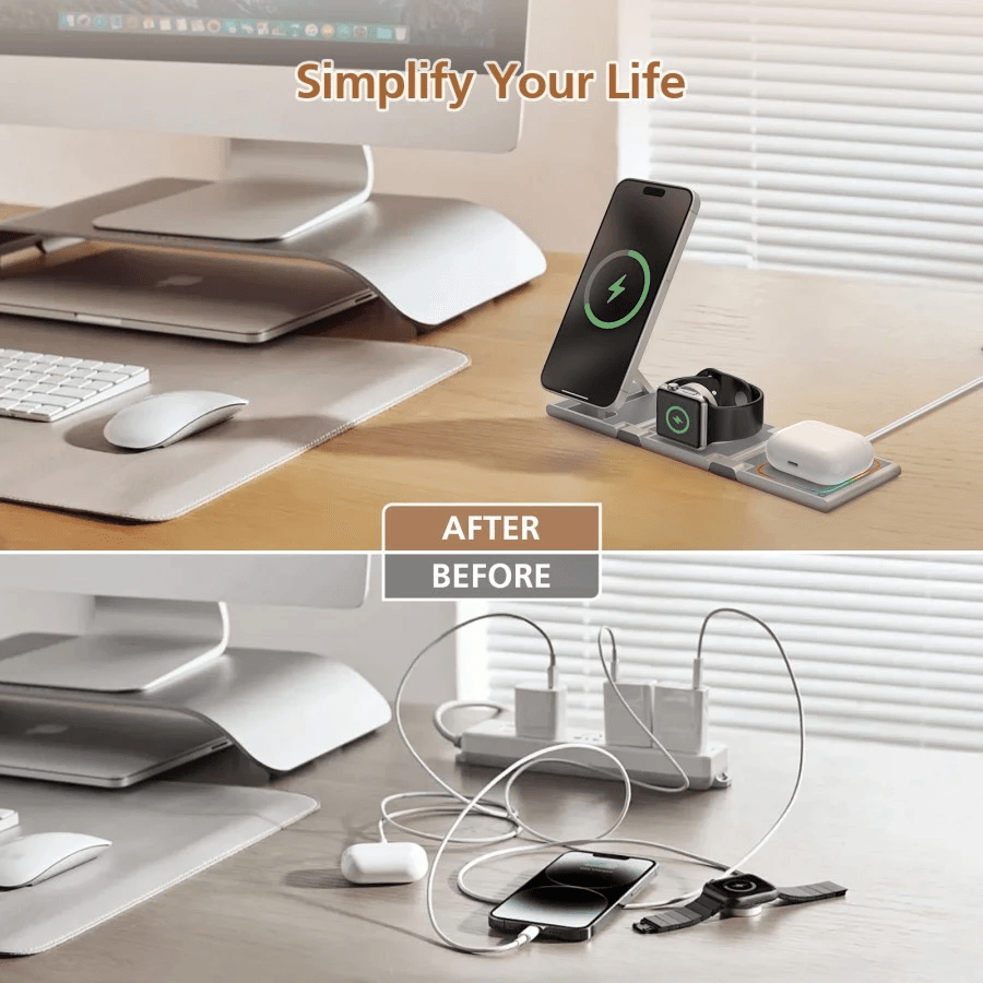 Micropack Magnetic Wireless Charging Station/Pad - Fast Charging 15watt - 3-in-1 - Foldable & Portable - WCP-315 - SFI Group - 2