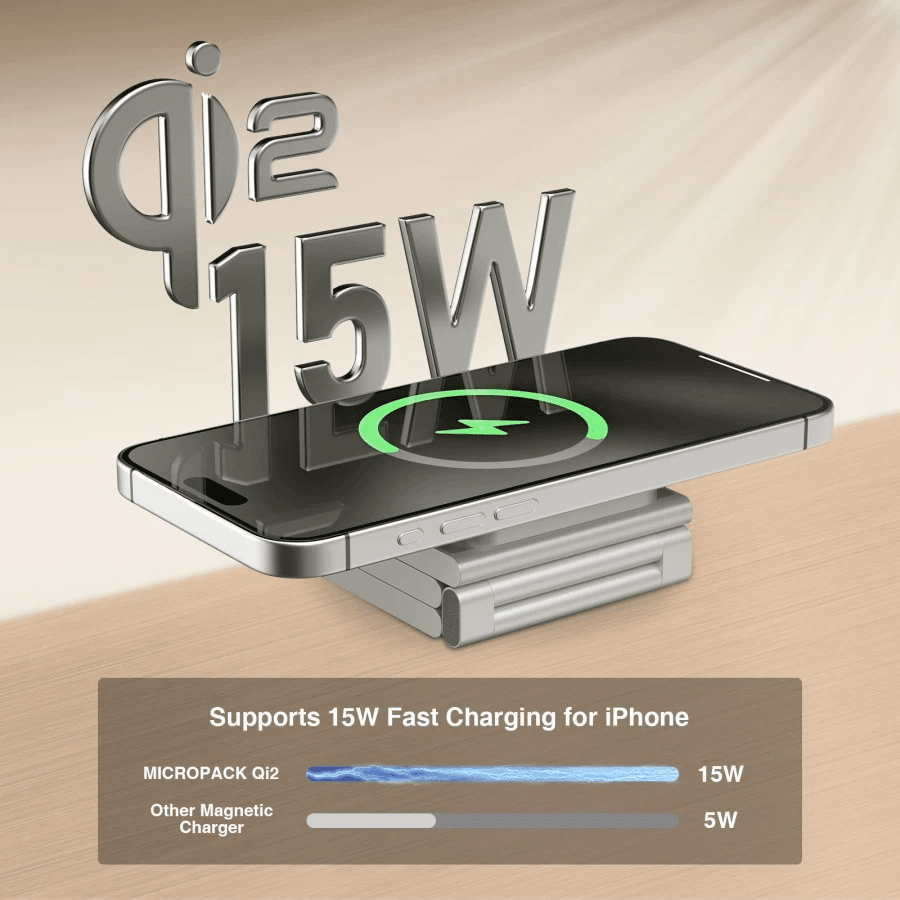 Micropack Magnetic Wireless Charging Station/Pad - Fast Charging 15watt - 3-in-1 - Foldable & Portable - WCP-315 - SFI Group - 3