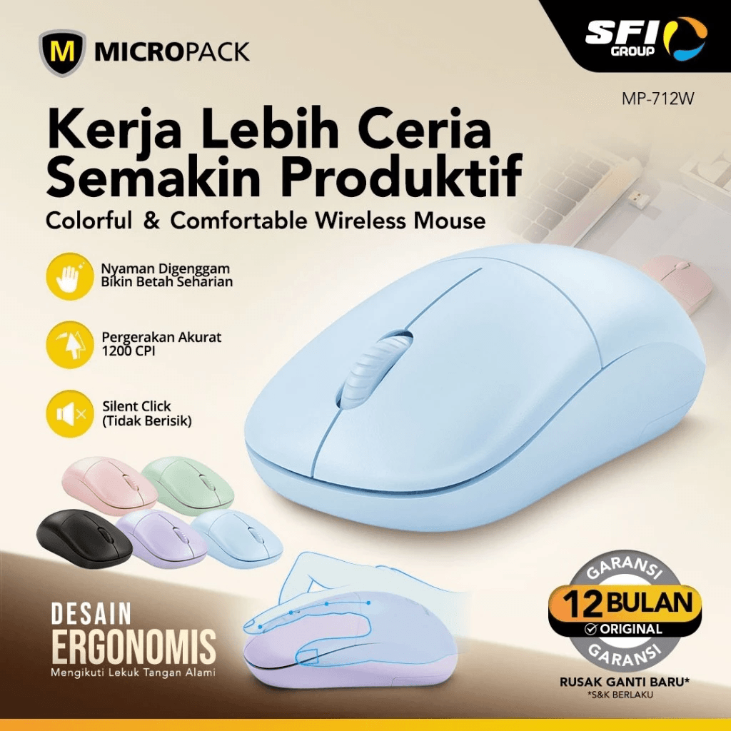 Micropack Mouse Wireless - Silent Click - Slim Design - MP-712W - SFI Group