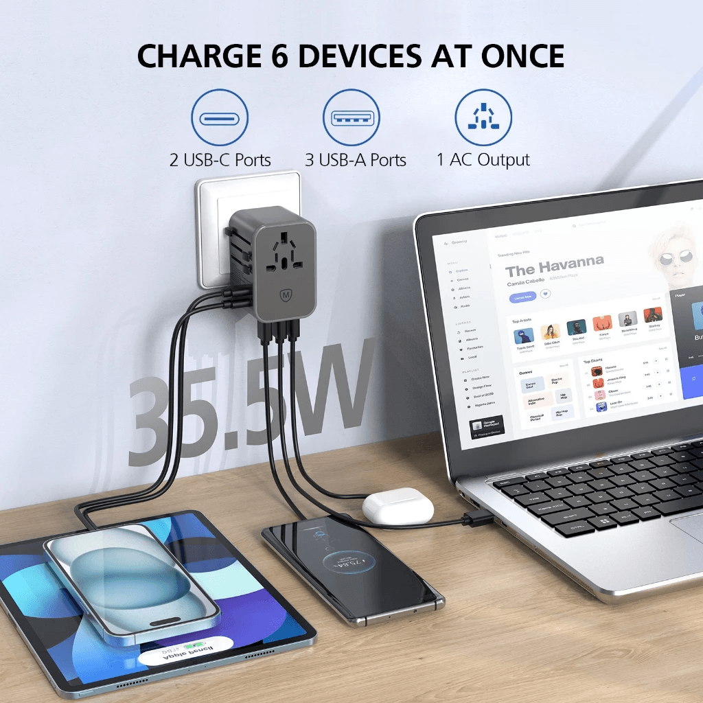 Micropack Travel Adapter - Fast Charging 35W - Worldwide Universal - 150+ Countries - GaN - Travel Charger - Travel Adaptor - Wall Charger - MTA-535 - SFI Group - 2
