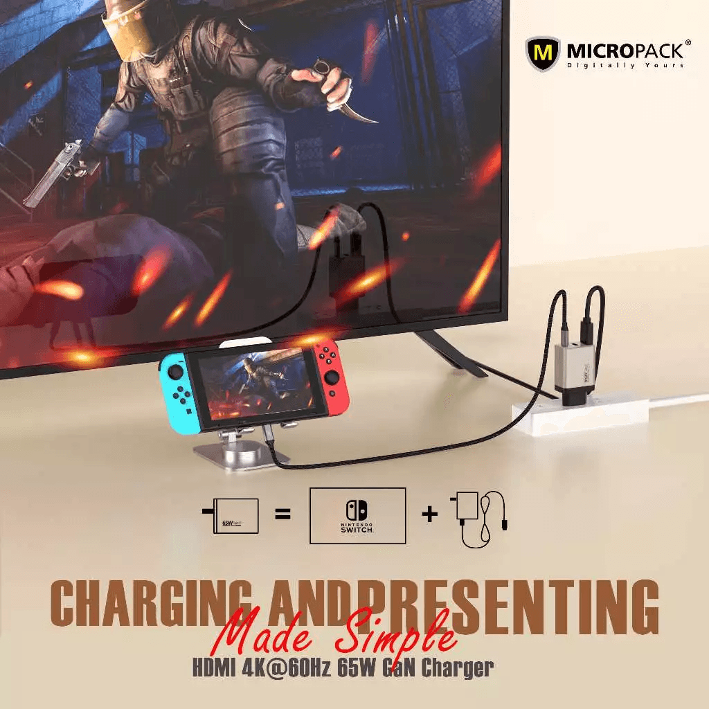 Micropack Wall Charger 2-in-1 - Fast Charging 65watt - GaN - With HDMI - Charging & Presenting - MWC-265H-TI - SFI Group Belum ada penilaian 0 Terjual - 3