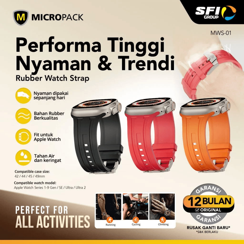 Micropack Rubber Watch Strap - Stylish & Comfy - Skin Friendly - Stain Resistant - Strap Jam - MWS-01 - SFI Group