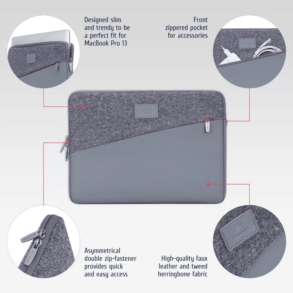 RIVACASE Pelindung Laptop Sleeve 13.3 Inch EGMONT 7903 | BLUE (4260403573402) - SFI Group - 3