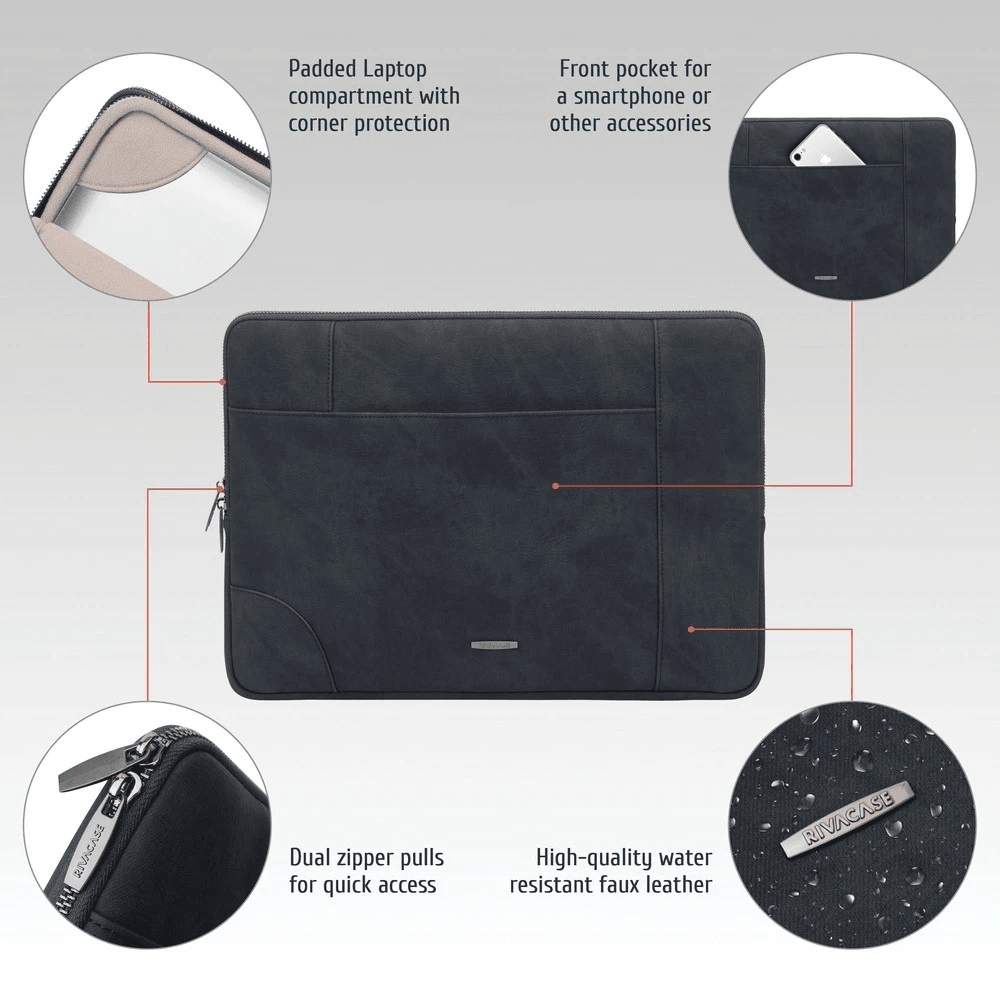 RIVACASE Pelindung Laptop Sleeve 13.3 Inch VAGAR 8903 | BLACK - SFI Group - 2