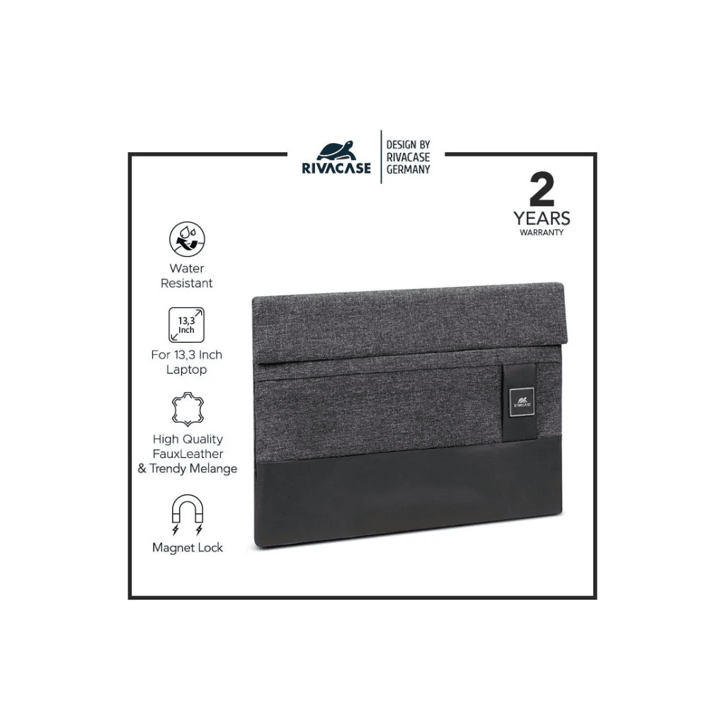RIVACASE Pelindung Laptop Sleeve 13.3 Inch LANTAU 8802 | BLACK MELANGE - SFI Group - 2