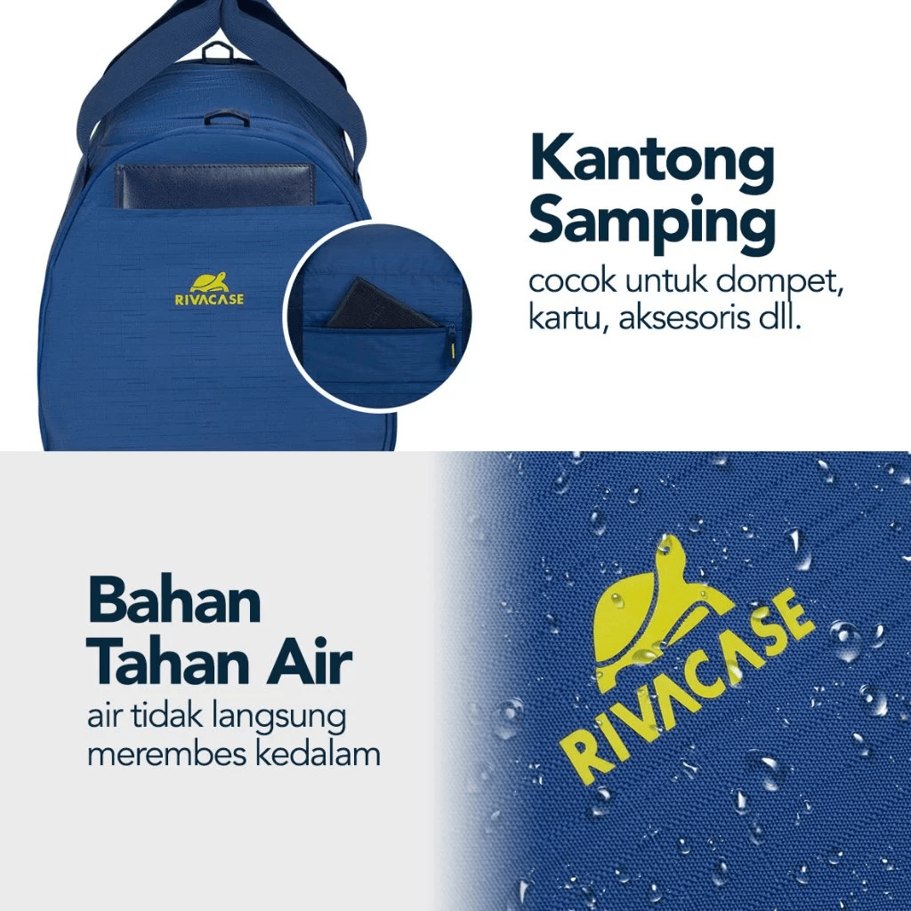 RIVACASE Tas Penyimpanan Travel Bag 30L Water Resistant | Mestalla (Blue 5541 & Grey 5542) - Grey 5542 - SFI Group - 3