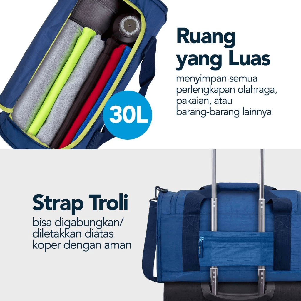 RIVACASE Tas Penyimpanan Travel Bag 30L Water Resistant | Mestalla (Blue 5541 & Grey 5542) - Grey 5542 - SFI Group - 4