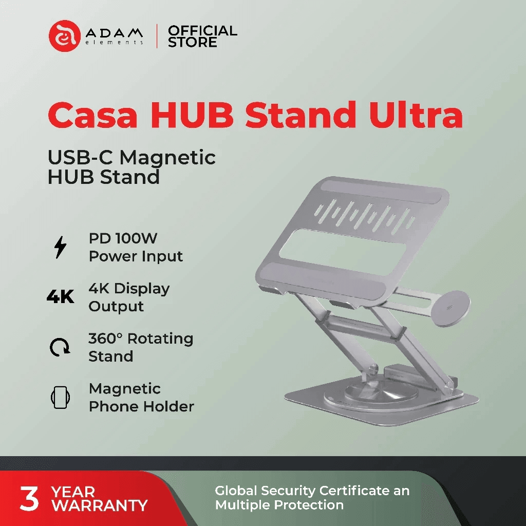 Adam Elements Casa Hub Stand Ultra - Data Converter USB-C Magnetic - Laptop Hub Stand - AAPADHUBSTDU - SFI Group