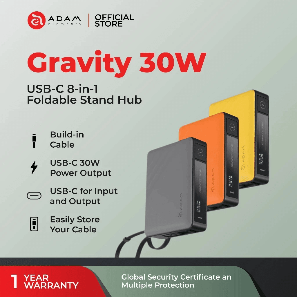 Adam Elements Power Bank 10.000 Fast Charging - Powerbank 10000 mAh - Gravity 30W - SFI Group