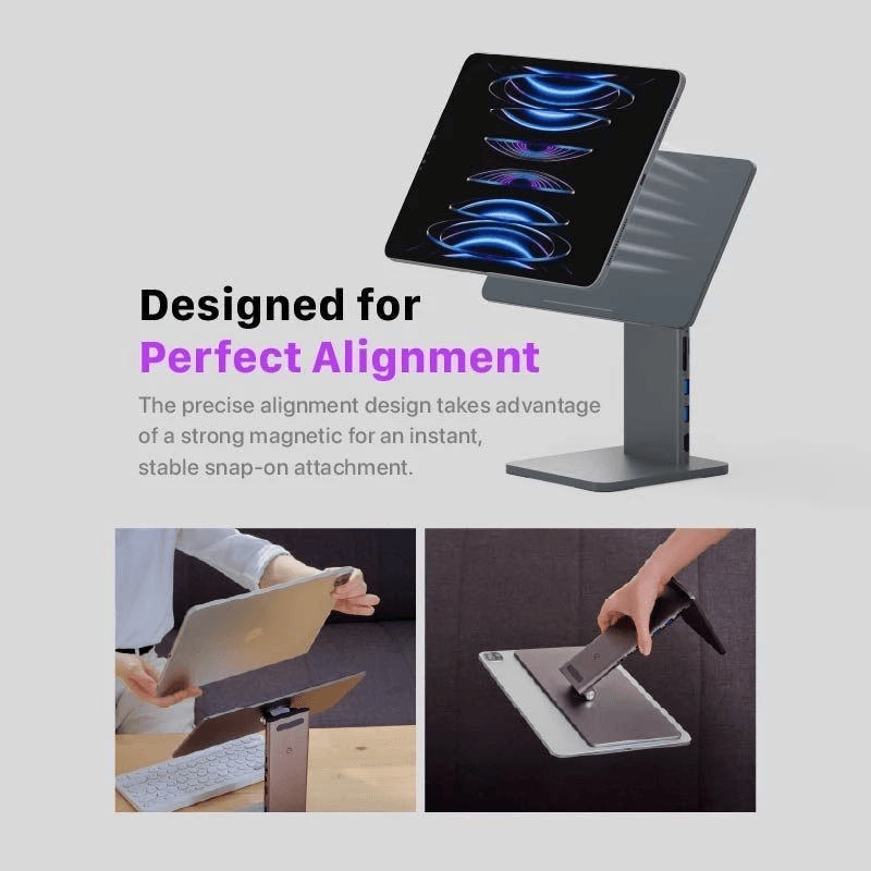 Adam Elements Data Converter 8-in-1 iPad Stand Hub - Mag M Pro 11 - Grey - AAPADMAGMP11GY - SFI Group - 3