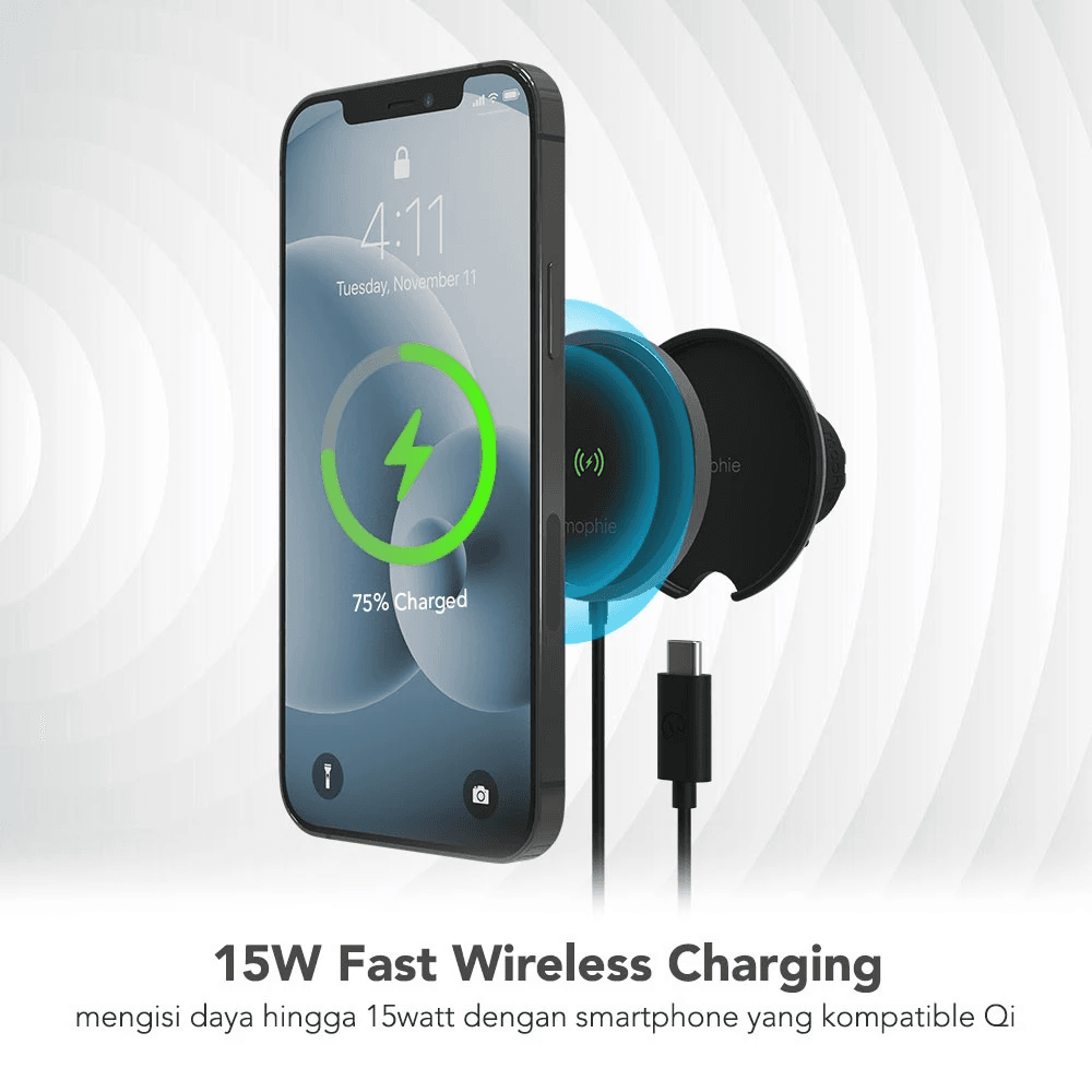 MOPHIE WIRELESS CHARGING CHARGER AND CAR HOLDER FOR IPHONE SNAP + MAGSAFE 15W VENT MOUNT - SFI Group - 2