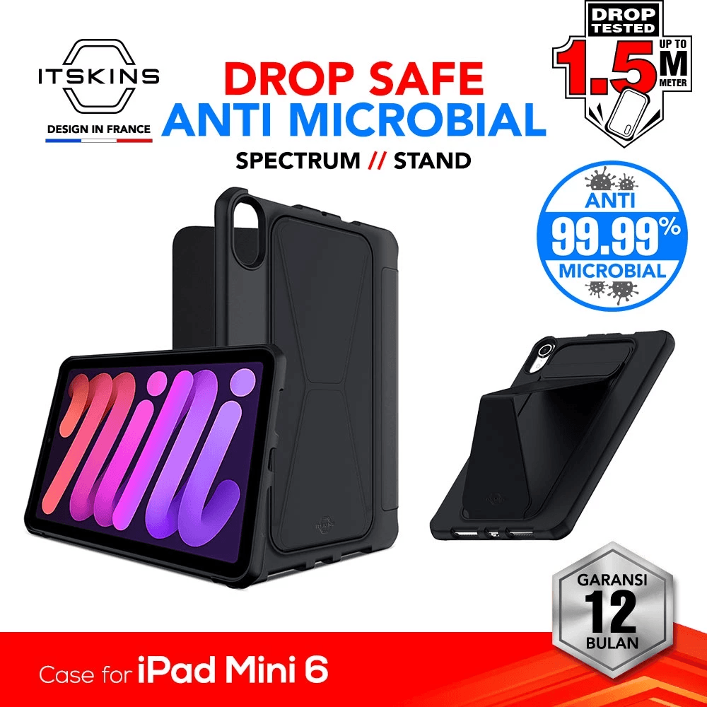 ITSKINS Shock Proof Case for iPad Mini 6 - Spectrum Stand Black - SFI Group