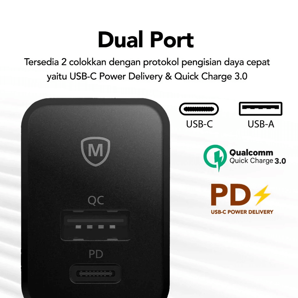 Micropack Wall Charger Booster Lite USB A + USB C PD Max Output 18W - MWC-218PD - SFI Group - 2