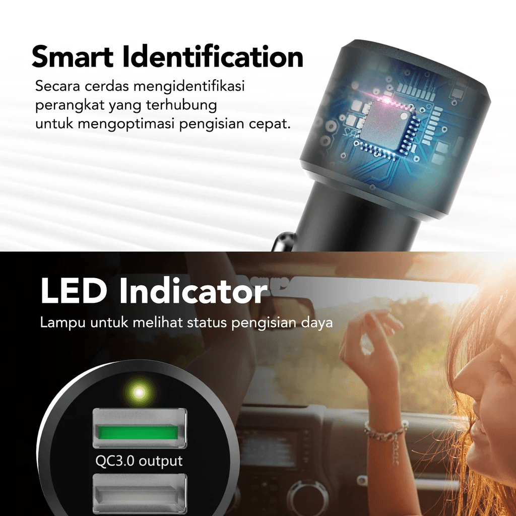 Micropack Car Charger 2 Port Fast Charging 30 Watt - MCC-254Q3 - SFI Group - 2