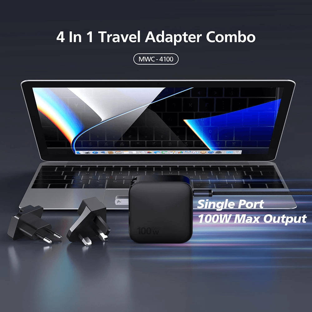 Micropack Wall Charger With Travel Adapter - 4-In-1 - Super Fast Charging 100watt - GaN - MWC-4100 - SFI Group - 2