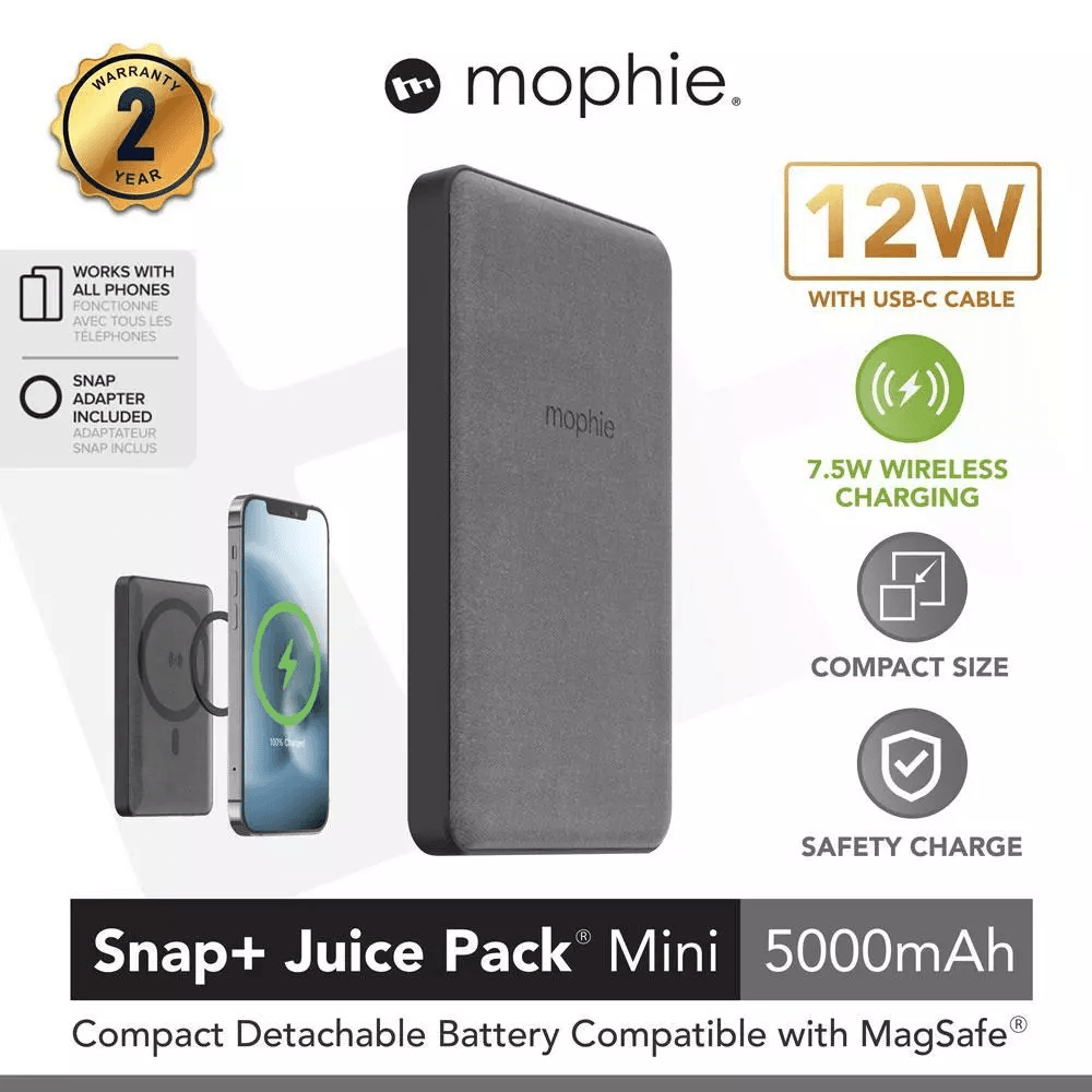 MOPHIE POWERBANK POWER BANK MAGSAFE MAGNETIC WIRELESS SNAP + JUICE PACK MINI 5.000 5000mAh - SFI Group