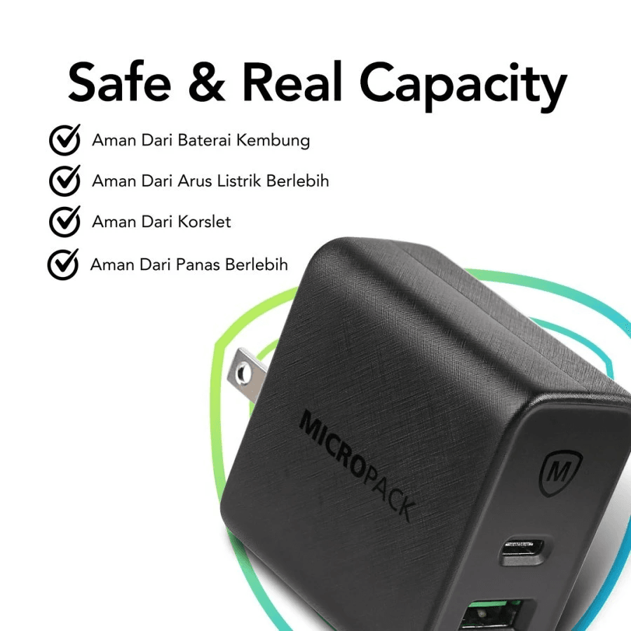 Micropack Wall Charger Dual Port - Fast Charging 65watt - GaN - With Travel Adapter - MWC-265PD-BK - SFI Group - 5