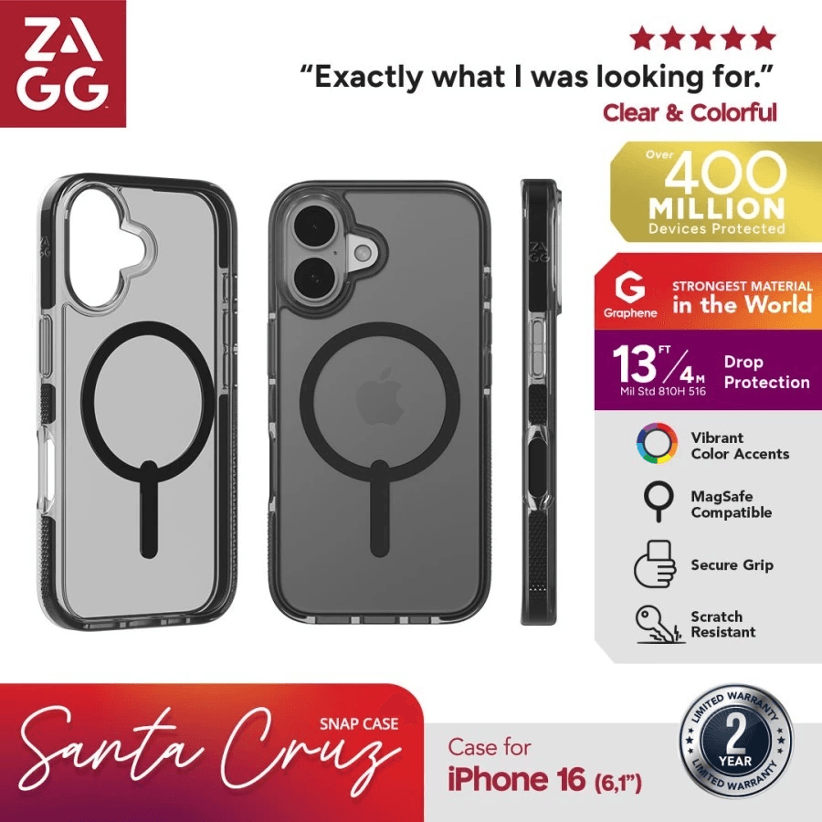 ZAGG Case Magsafe For Iphone 16/16 Pro/16 Pro Max Snap Casing Santa Cruz Midnight ProMax - SFI Group