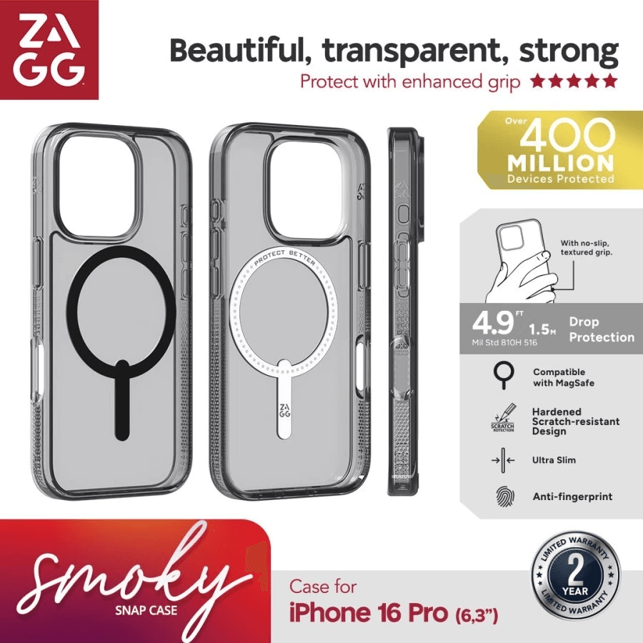 ZAGG Case Magsafe For Iphone 16 Pro / 16 Pro Max Snap Casing Essential Smoky ProMax - SFI Group