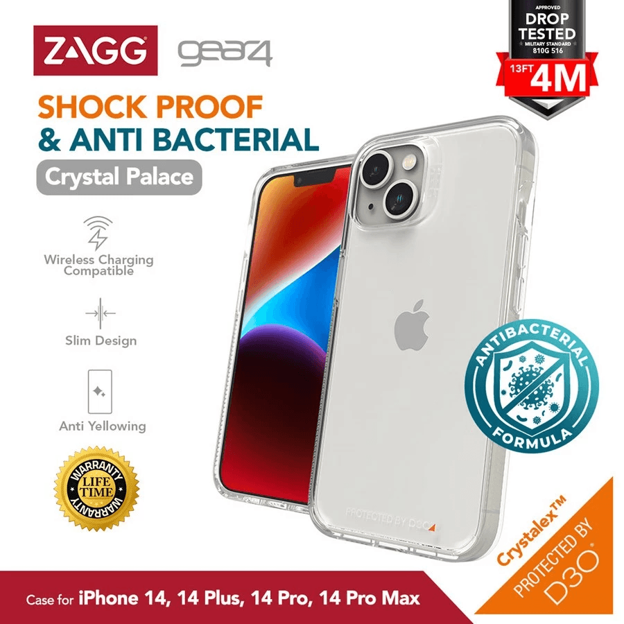 GEAR4 Case Magsafe Iphone 14/14 Pro/14 Pro Max Casing Hp Crystal Palace Clear Snap ProMax - SFI Group