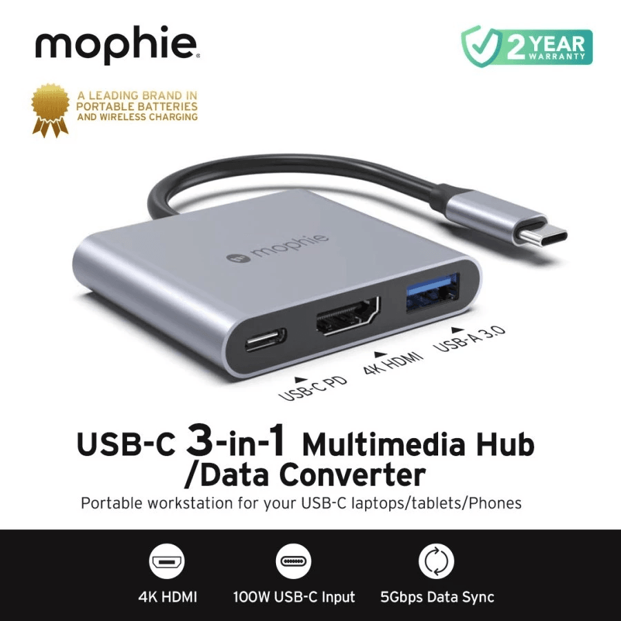MOPHIE DATA CONVERTER KONVETER USB C HUB 3 IN 1 FOR LAPTOP/TABLETS/PHONES - SFI Group
