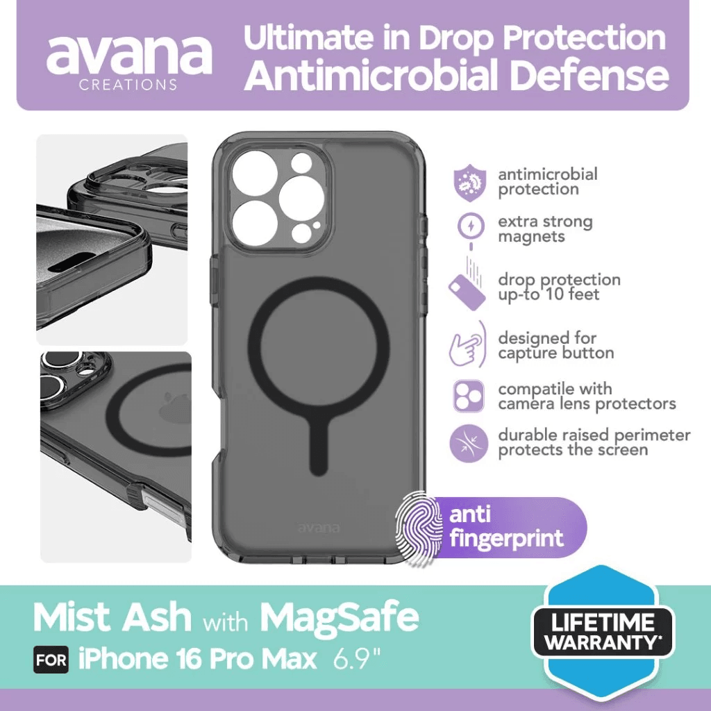 AVANA CASE FOR IPHONE 16/IPHONE 16 PRO/IPHONE 16 PRO MAX CASING MAGSAFE MIST ProMax - ASH - SFI Group