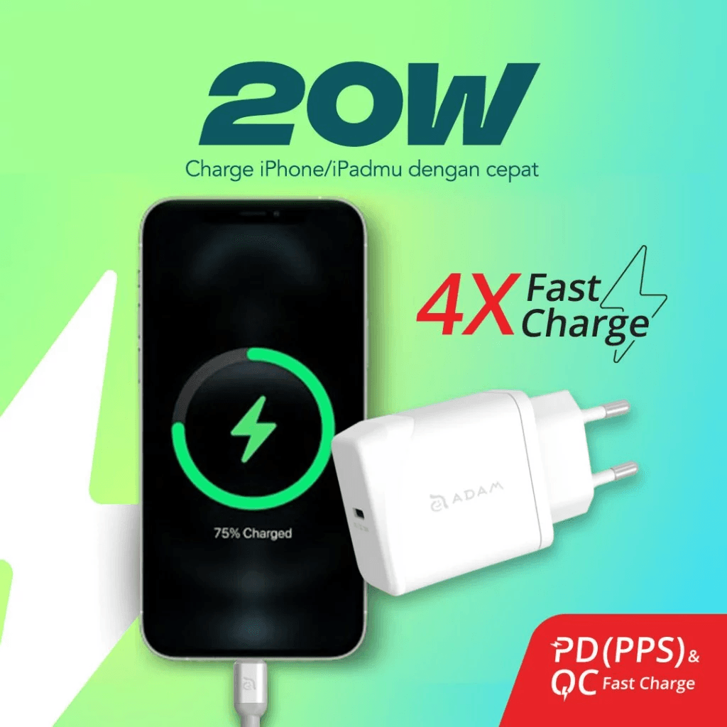 Adam Elements Wall Charger + Kabel C Lightning for iPhone / iPad Omnia F1 Fast Charge Kit Cable - SFI Group - 4