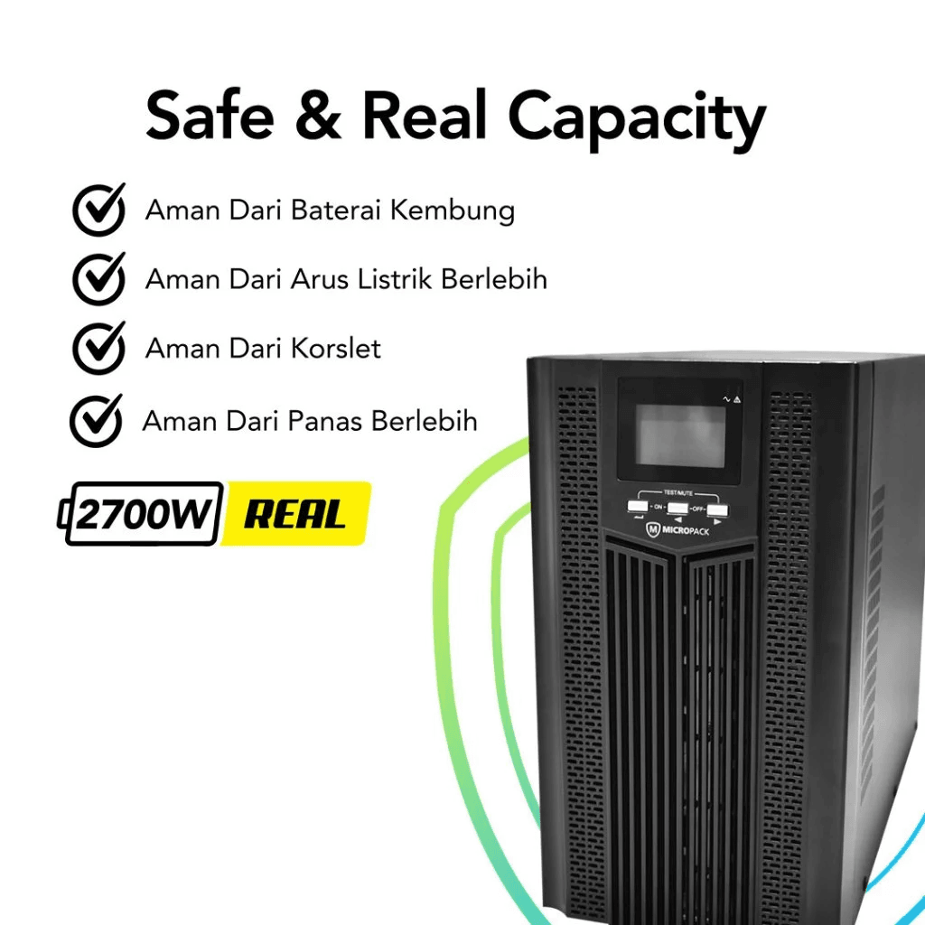 Micropack UPS Offline Premium Stabilizer - Lightning Protection (Anti Petir) - 3KVA/2700W - Battery 7Ah - MFU-3KVA - 4