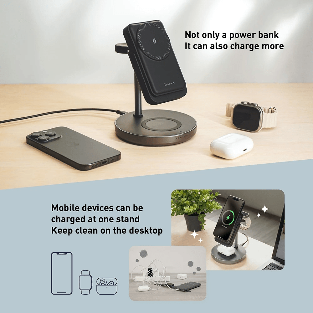Adam Elements - Magnetic Wireless Charger Charging Station - 10000 mAh - MAG 5 (5-In-1) - SFI Group - 4