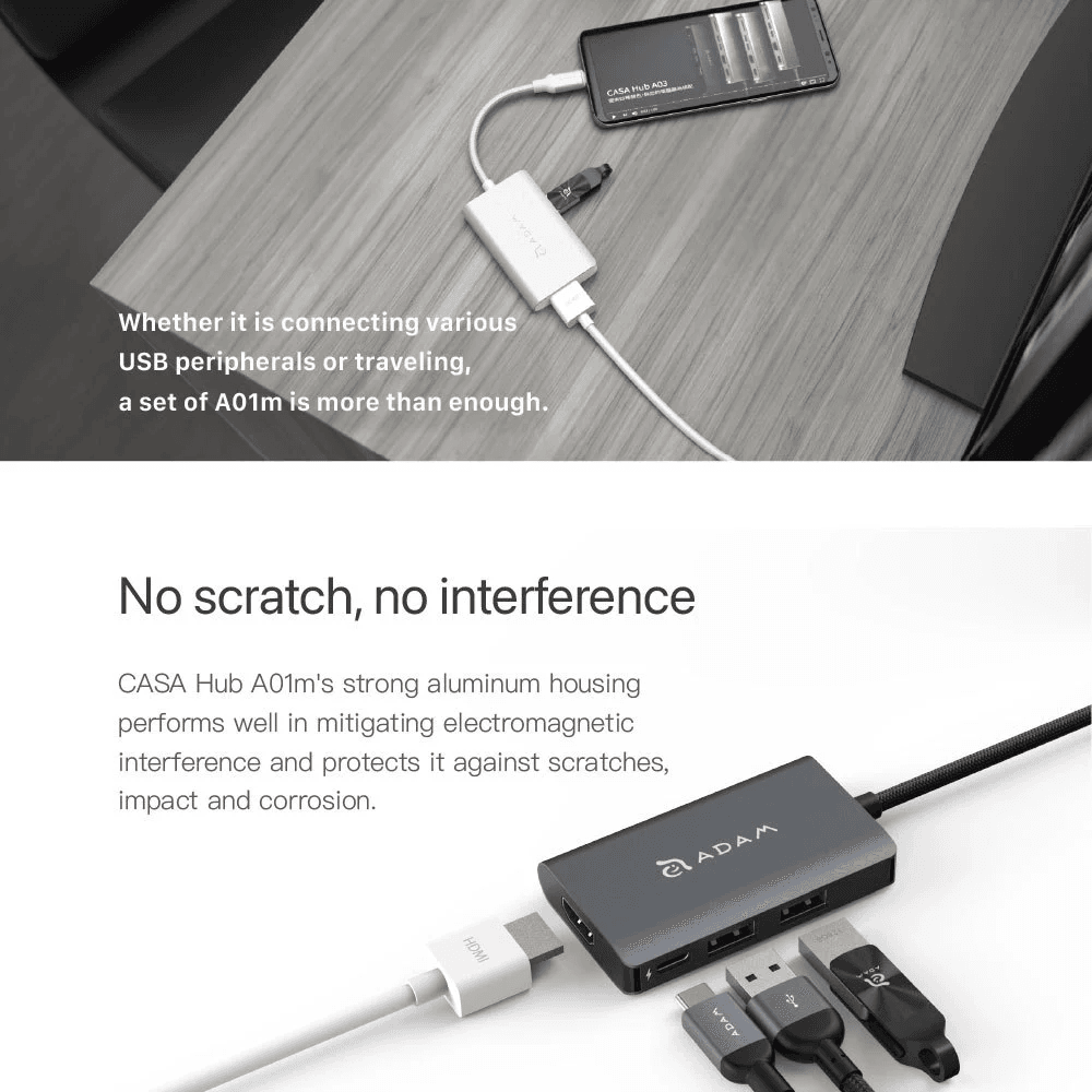 Adam Elements - Data Converter - CASA HUB A01M 4 Port USB C - Gray - 4
