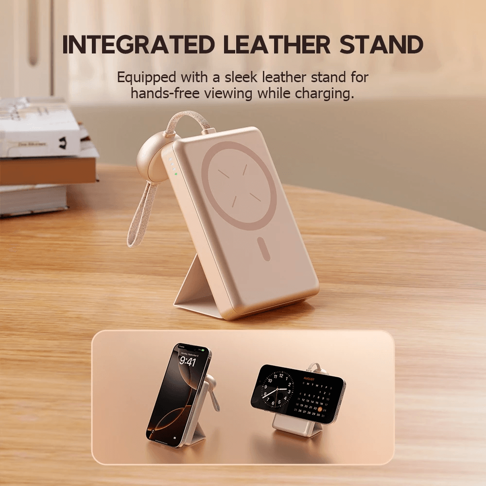 Micropack Wireless Powerbank 10.000 mAh - Fast Charging 22,5 watt - Magnetic - With Watch Charger & Kickstand - 4-in-1 - Power Bank 10000 mAh - WPB-W10 - SFI Group - 4
